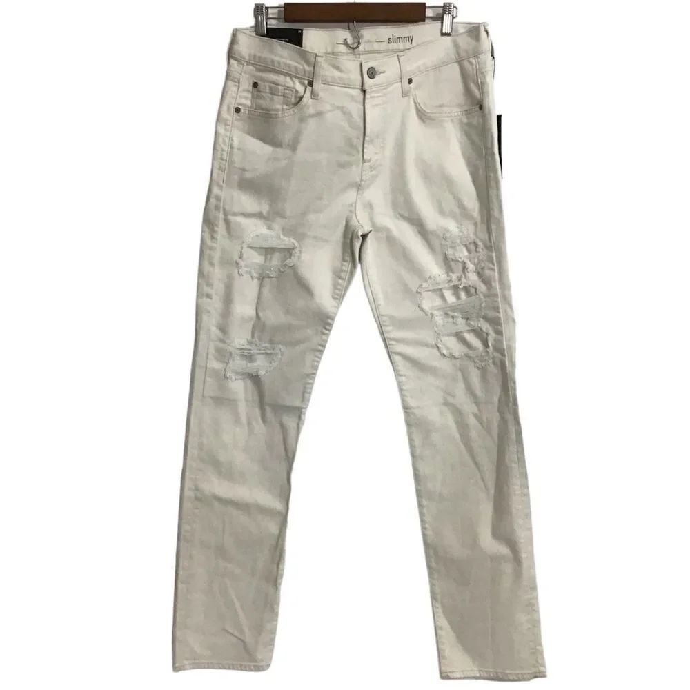 7 For All Mankind Slim Straight Leg Distressed Skinny Jeans New Defects Size 34